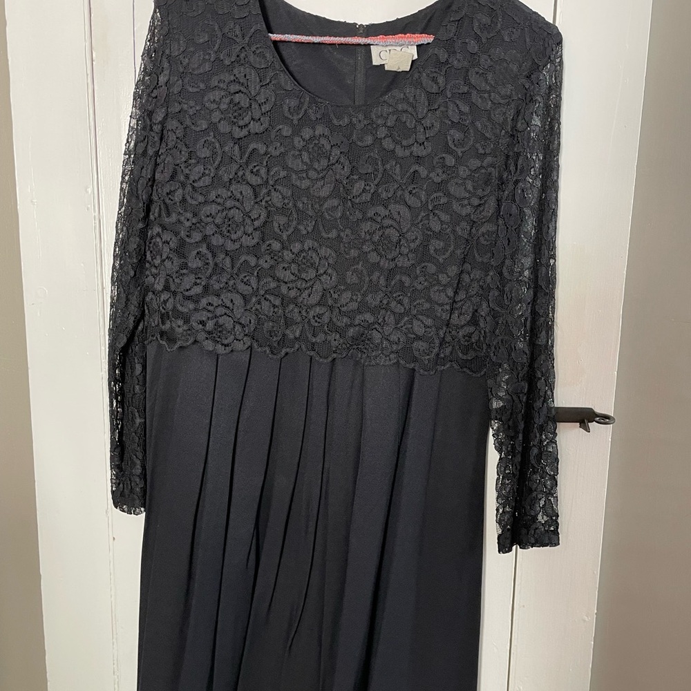 CDC Black Lace Long Sleeve Midi Dress